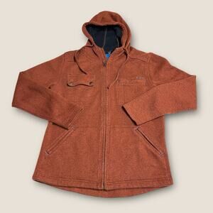 Kavu Full Zip Hooded Wool Sweater Womens Size Small Burnt Orange Wool Blend